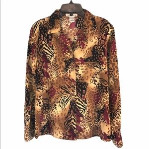 Asian Leopard Print Blouse, Size Small